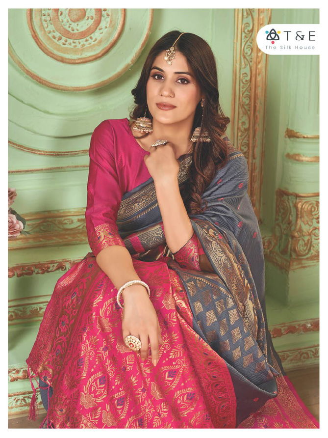 T And E Anika Silk Colors Party Wear Sarees Catalog